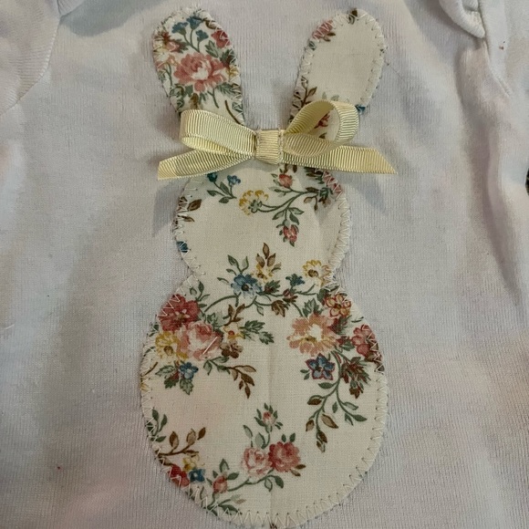 Hopping down the bunny trail appliquéd ruffle butt Easter onesie! - Picture 3 of 4